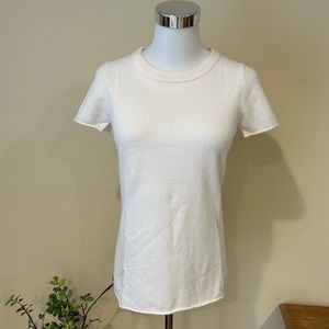 JCREW 100% Cashmere T-shirt / Short sleeve sweater in Snow Size Small